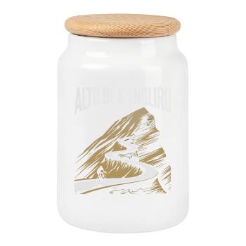 Montée de l’Alto de L’Angliru - Boîte à biscuits avec couvercle en bois - blanc - Devant