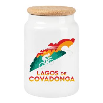 Lakes of Covadonga Cycling Spain - Cookie Jar with Wooden Lid - white - Front