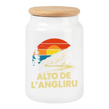 Alto de L'Angliru Cycling Spain - Cookie Jar with Wooden Lid - white - Front