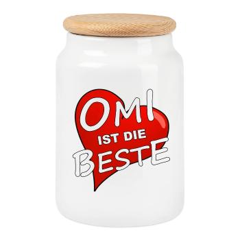 OMI IST DIE BESTE - Keksdose mit Holzdeckel - Weiß - Vorne