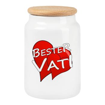 Meilleur papa - Boîte à biscuits avec couvercle en bois - blanc - Devant