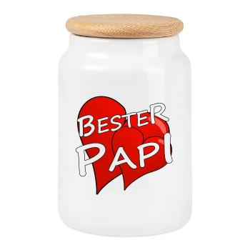 BESTER PAPI - Keksdose mit Holzdeckel - Weiß - Vorne