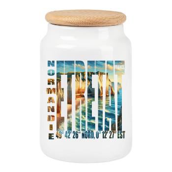 ETRETAT NORMANDIE FRANCE - Boîte à biscuits avec couvercle en bois - blanc - Devant