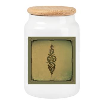 Ornate treble clef - Cookie Jar with Wooden Lid - white - Front