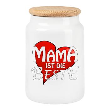 MOM IS THE BEST - Cookie Jar with Wooden Lid - white - Front