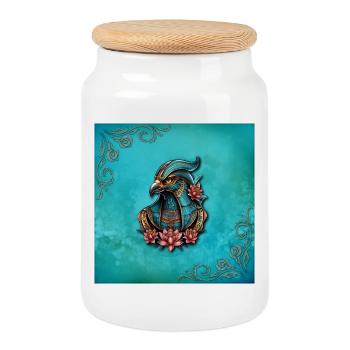 Egyptian falcon god. - Cookie Jar with Wooden Lid - white - Front