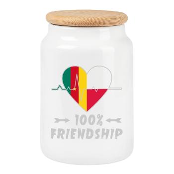 Cameroon and Poland 100% friendship - Cookie Jar with Wooden Lid - white - Front