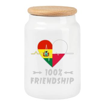 Bolivien und Polen 100% Freundschaft - Keksdose mit Holzdeckel - Weiß - Vorne