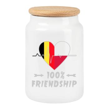 Belgien und Polen 100% Freundschaft - Keksdose mit Holzdeckel - Weiß - Vorne