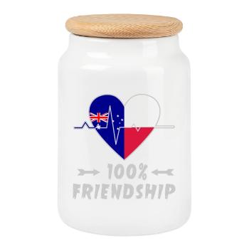 Australien und Polen 100% Freundschaft - Keksdose mit Holzdeckel - Weiß - Vorne
