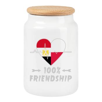 Ägypten und Polen 100% Freundschaft - Keksdose mit Holzdeckel - Weiß - Vorne