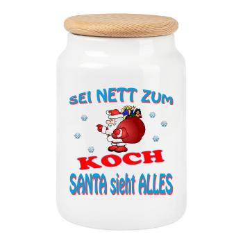 SANTA KOCH - Boîte à biscuits avec couvercle en bois - blanc - Devant