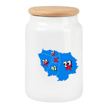 Région île de france - Boîte à biscuits avec couvercle en bois - blanc - Devant