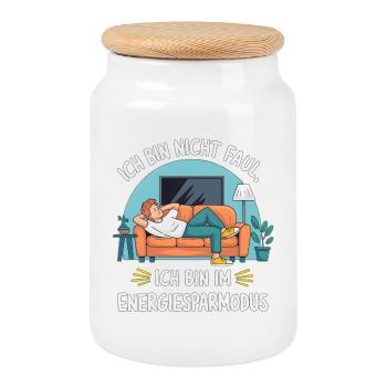 Energiesparmodus Humor Design - Keksdose mit Holzdeckel - Weiß - Vorne