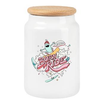 Born To Ride - Snowboard - Keksdose mit Holzdeckel - Weiß - Vorne