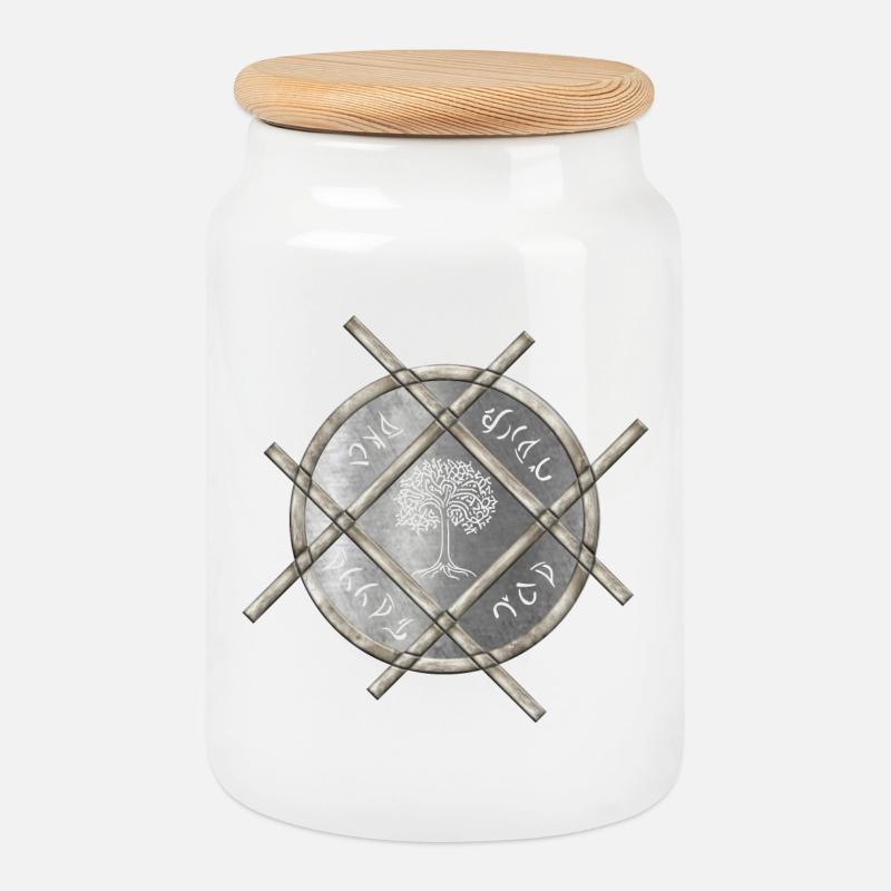 Symbolisches Silbermedaillon - Keksdose mit Holzdeckel - Weiß