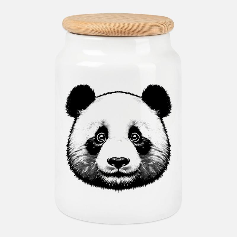 Panda - Keksdose mit Holzdeckel - Weiß