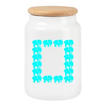 ÉLÉPHANT - Boîte à biscuits avec couvercle en bois - blanc - Devant