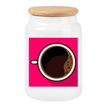 COFFEE ESPRESSO CUP - Cookie Jar with Wooden Lid - white - Front