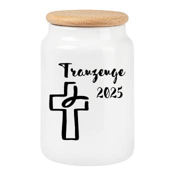 Best Man 2025 Fish dives into the cross - Cookie Jar with Wooden Lid - white - Front