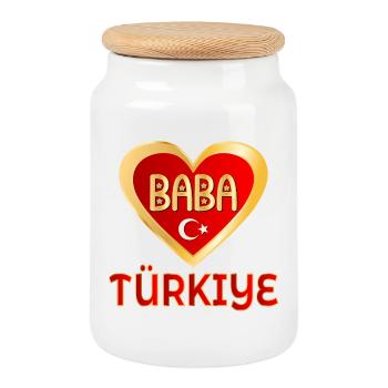 TURC BABA PÈRE TÜRKIYE - Boîte à biscuits avec couvercle en bois - blanc - Devant