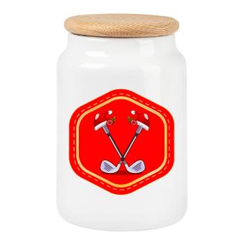 GOLF DE NOËL - Boîte à biscuits avec couvercle en bois - blanc - Devant