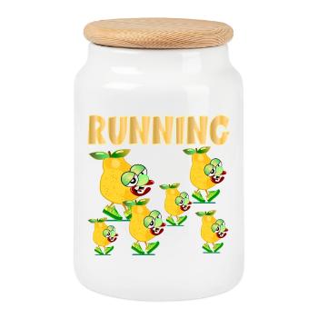 FUNNY TEAM RUNNING GROUP ATHLETE - Cookie Jar with Wooden Lid - white - Front