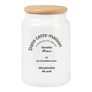 In the house - Cookie Jar with Wooden Lid - white - Front