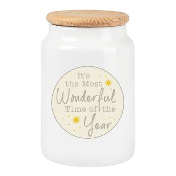ItsTheMostWonderfulTime - Christmas - Keksdose mit Holzdeckel - Weiß - Vorne