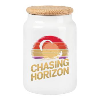Sunset Kite Scene T-Shirt - Cookie Jar with Wooden Lid - white - Front