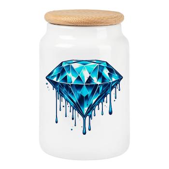 Diamond - Cookie Jar with Wooden Lid - white - Front