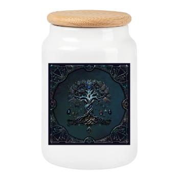 L’éclat de l’arbre de vie, les gemmes de l’âme. - Boîte à biscuits avec couvercle en bois - blanc - Devant