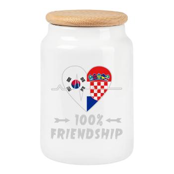 100 % amitié entre la Corée du Sud et la Croatie - Boîte à biscuits avec couvercle en bois - blanc - Devant