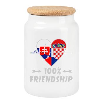 La Slovaquie et la Croatie : amitié à 100 % - Boîte à biscuits avec couvercle en bois - blanc - Devant
