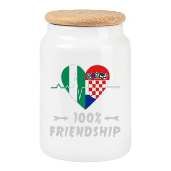 100 % amitié entre le Nigeria et la Croatie - Boîte à biscuits avec couvercle en bois - blanc - Devant