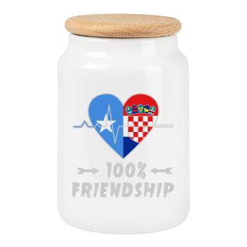 Somalia und Kroatien 100% Freundschaft - Keksdose mit Holzdeckel - Weiß - Vorne
