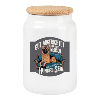Deutscher Schäferhund der beste Freund des Hundes - Keksdose mit Holzdeckel - Weiß - Vorne