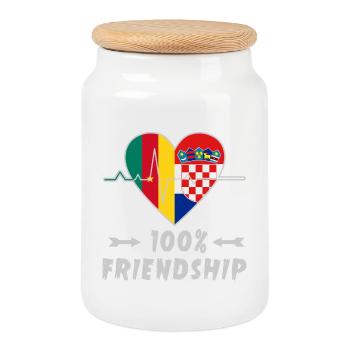 100 % amitié entre le Cameroun et la Croatie - Boîte à biscuits avec couvercle en bois - blanc - Devant