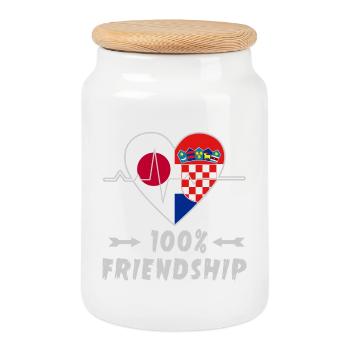 100 % amitié entre le Japon et la Croatie - Boîte à biscuits avec couvercle en bois - blanc - Devant