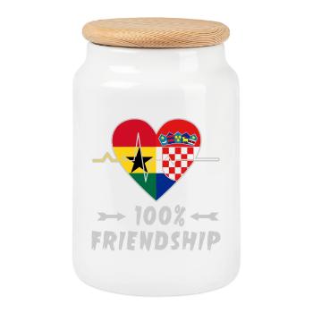 100 % amitié entre le Ghana et la Croatie - Boîte à biscuits avec couvercle en bois - blanc - Devant