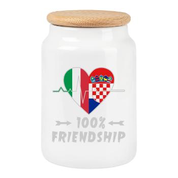 L'Italie et la Croatie : amitié à 100 % - Boîte à biscuits avec couvercle en bois - blanc - Devant