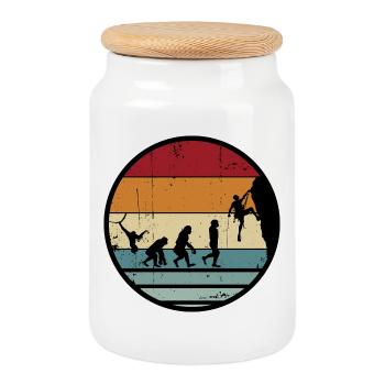 Evolution Climber Retro Kreis - Keksdose mit Holzdeckel - Weiß - Vorne