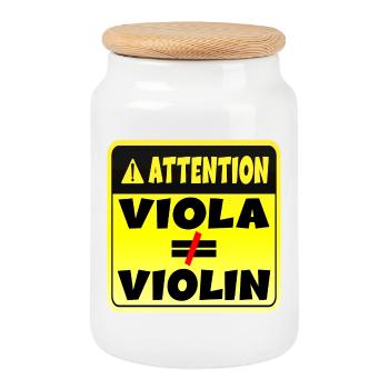 ATTENTION MUSICAL INSTRUMENT VIOLA VIOLIN - Cookie Jar with Wooden Lid - white - Front