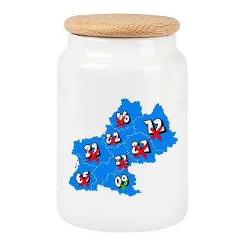 Midi-Pyrénées Region - Cookie Jar with Wooden Lid - white - Front
