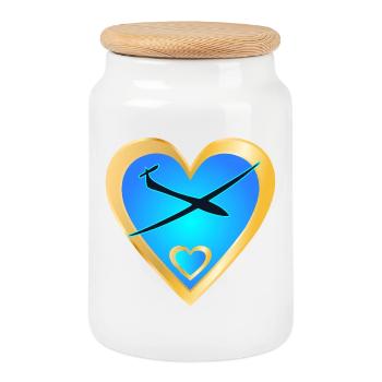 GLIDER PILOT HEART AIR SPORTS - Cookie Jar with Wooden Lid - white - Front