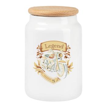 Légendaire 1975 – Conception de motos vintage - Boîte à biscuits avec couvercle en bois - blanc - Devant