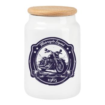 Légende 1965 – Conception de motos vintage - Boîte à biscuits avec couvercle en bois - blanc - Devant