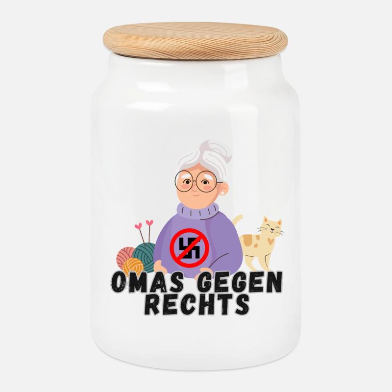 Omas gegen Rechts - Keksdose mit Holzdeckel - Weiß