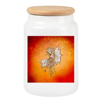 Ailes dorées et rêves épanouis la fée magique - Boîte à biscuits avec couvercle en bois - blanc - Devant