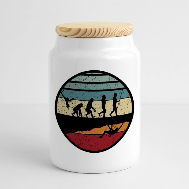 Sunset Evolution Journey Cookie Jar with Wooden Lid